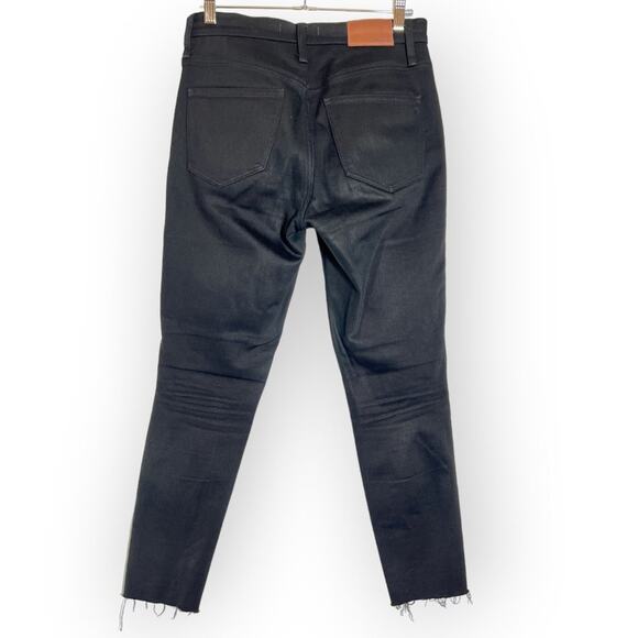 Madewell 10” High Riser Skinny Jeans SIZE 26 Black Distressed Raw Hem - Picture 2 of 10